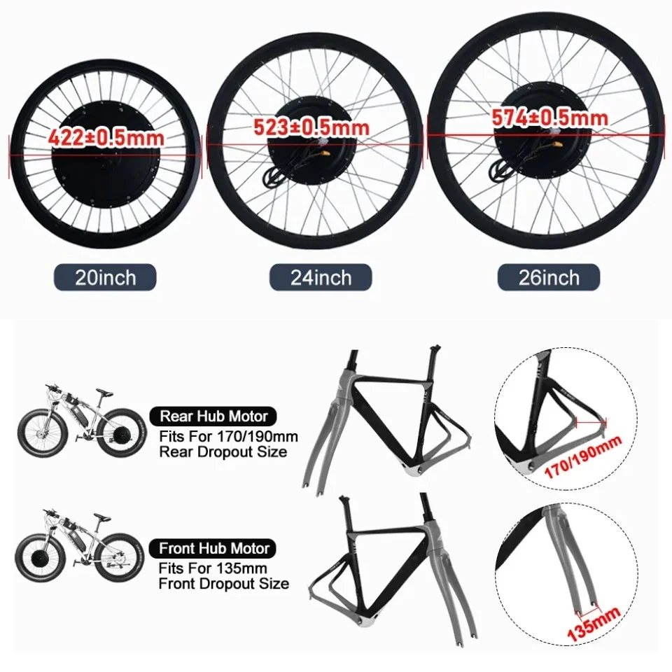 Kit de conversão para biciclet - Ebike Conversion Kit 72V 3000W avaliação e preço