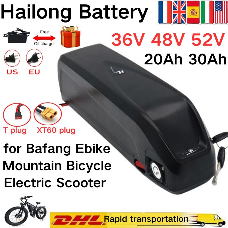 Bateria Hailong 36V 48V 52V 30 - Ebike Battery 48V 20Ah Hailong avaliação e preço
